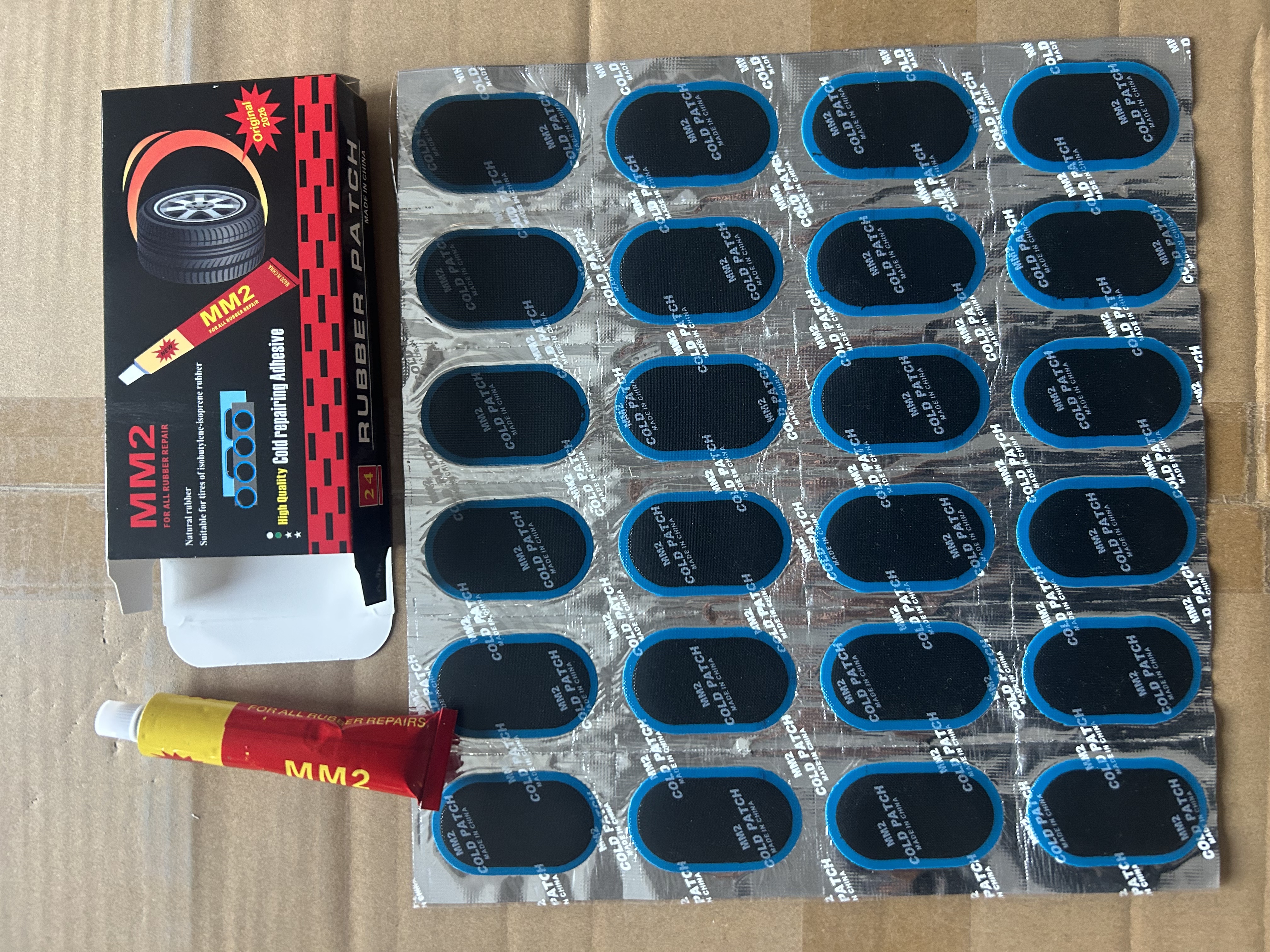 bicycle tire&tube cold patch with glue repair kit 