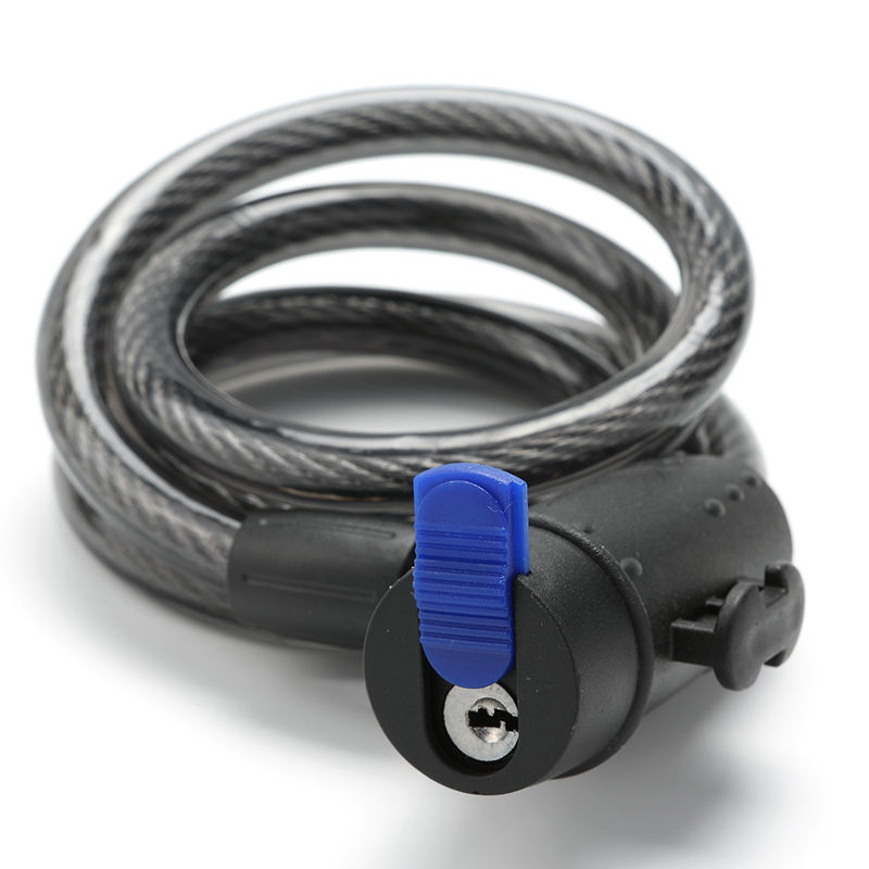 High Quality 11*1100mm Black Bicycle Cable Wire Lock with 2 key